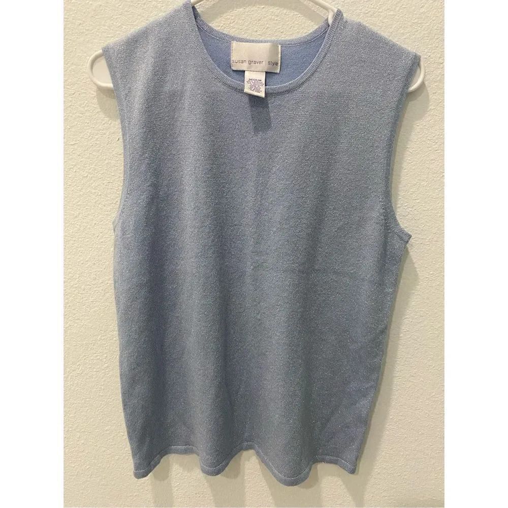 Susan Graver Blue Metalic Tank Size Medium